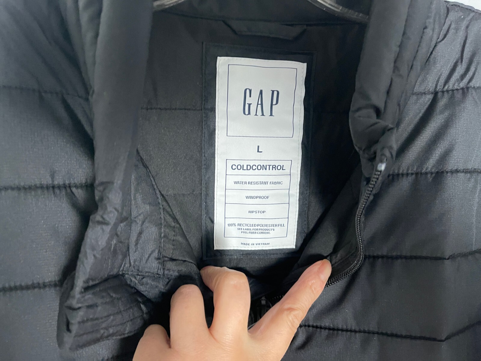 Men's GAP ColdControl Black Puffer Jacket - Water Resistant, Size L image 4