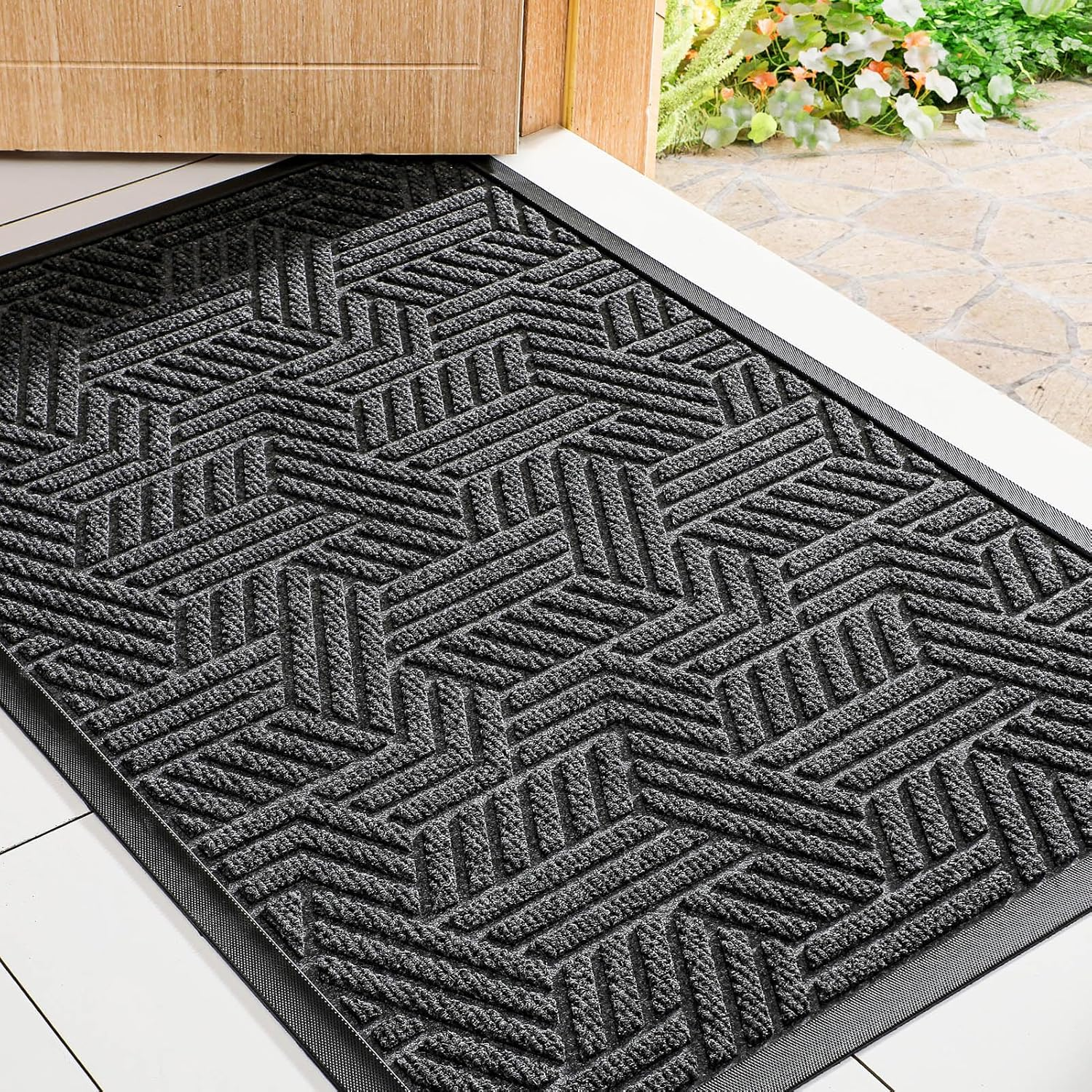 Durable Low Profile Front Door Mat for Indoor and Outdoor Use, Heavy Duty Entrance Mat