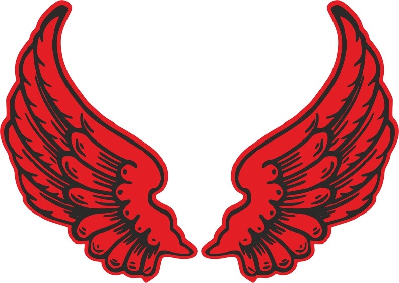 Autocollants Moto Ailes Rouge - Adhésif HEXIS Français - Pour Réservoir - 9x7,5 Cm - Résistance Thermique