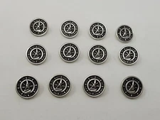 12 pcs Sailboat w/ Compass Silver Molded Plastic Craft Sewing Shank Buttons VTG