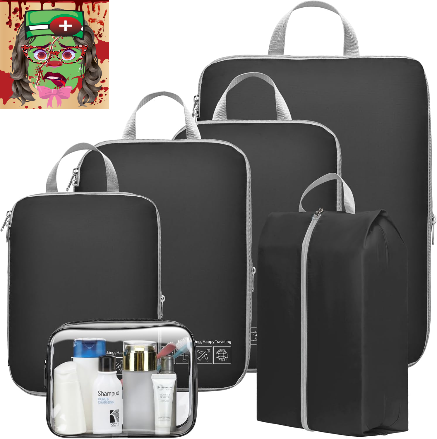 Compression Packing Cubes for Travel Women - Travel Bags Luggage Organizers-image