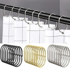 12Pcs Shower Curtain Rings Gold Shower Curtain Hooks Anti-Drop Oval Shower Rings
