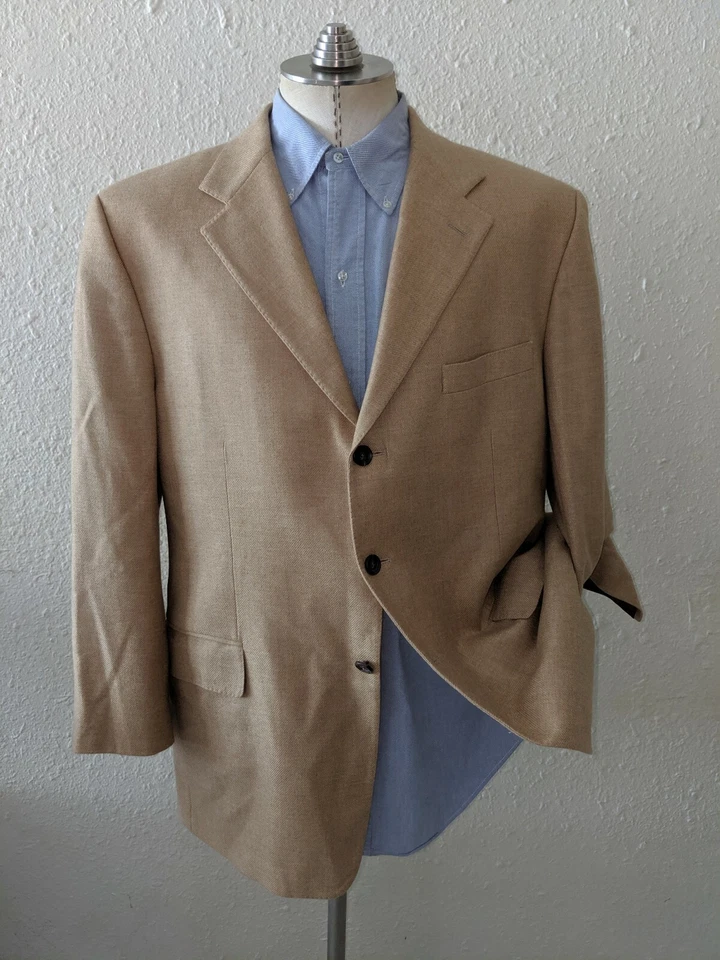 New SAKS 5TH AVE 44R PURE CASHMERE brown Tweed 2-Vent Sport Coat Jacket Blazer - Image 2 of 4