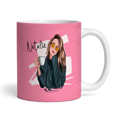 Pink First I Drink The Coffee Frauen Tee Kaffeetasse individuelles Geschenk personalisierte Tasse