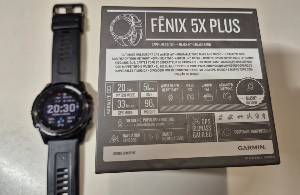 Garmin fenix 5X Plus Sapphire 51mm Cassa Polimero Nera, Cinturino Silicone Nero, - Immagine 3 di 4