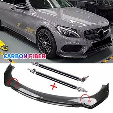 For Mercedes-Benz C Carbon Fiber Front Bumper Lip Spoiler Side Skirt Robs Kit
