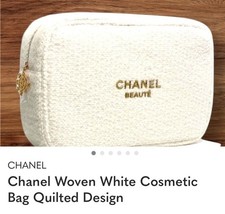 CHANEL BEAUTE NEW WHITE AND GOLD COSMETIC CASE OR POUCH