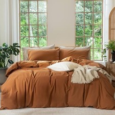 Bedding Duvet Cover Set 100 Queen 90"x90" Solid Dark Orange No Comforter 