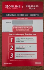 Nintendo Switch 2 Online+ Expansion Pack Individual Membership 12 Month Key Card