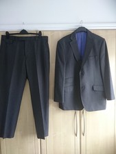 TED BAKER ENDURANCE DARK GREY&LILAC PINSTRIPE MENS SUIT 42" C TROUSERS 36" W&BAG