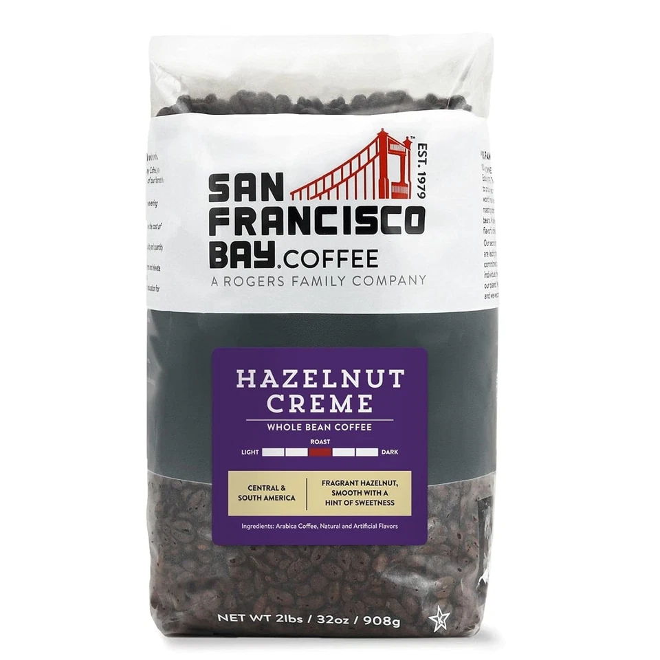 Sustainable Hazelnut Crème Whole Bean Coffee - Medium Roast 2 lb Bag of Goodness - Image 3 of 4
