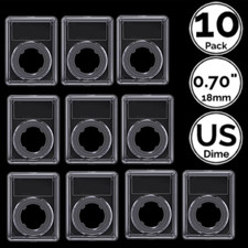 10 Pack 0.7 Inch 18 mm Ring Slab Coin Snap Holders For US Dime