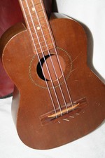 VINTAGE 1950s TENOR UKULELE DEEP TONE GOOD ACTION w ORIG GIG BAG RARE ACOUSTIC