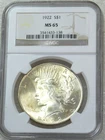 1922 Peace Silver Dollar NGC MS65 Frosty White PQ Beautiful coin#L330A
