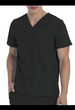 Scrubstar Unisex Solid V-Neck Scrub Top Medical Scrubs - WMO1T895 Black Size S