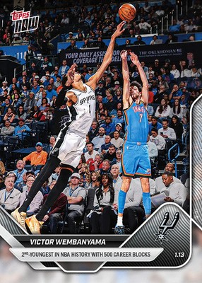 Victor Wembanyama 500th Block 2025-26 NBA Topps NOW Card 127