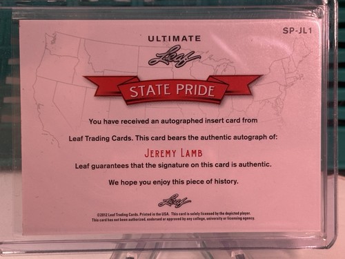 Uconn Basketball Jeremy Lamb 2012 Leaf State Pride Auto 1/10 RC - Legend FOTL - Bild 10 von 12