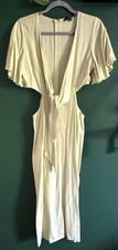 Lulus Summer Journey Light Yellow Tie-Front Cutout Midi Dress - Large