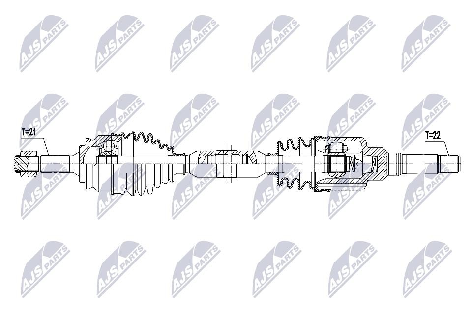 NTY Drive Shaft NPW-PE-113 For Opel Peugeot Front Right 883 mm