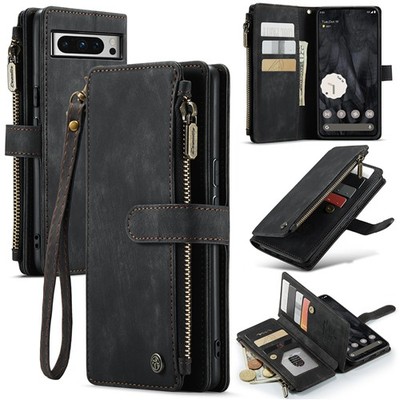 Hülle für Google Pixel 11 Pro XL 10 9A 8 Zip Wallet Leder Flip Geldbörse Karten Cover