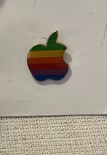 Vintage APPLE Macintosh Computer 1980s Rainbow Logo Lapel PIN