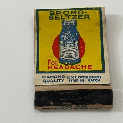 Bromo-Seltzer for Headaches Vintage Matchbook Cover TB8-MB-8