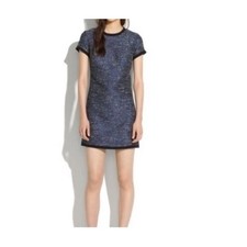 Madewell Dress Size 12 Blue Black Tweed Career Short Sleeve Sheath Minimalist