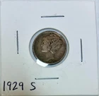 1929-S Silver Mercury Dime, VF, Nice Dark Toning!