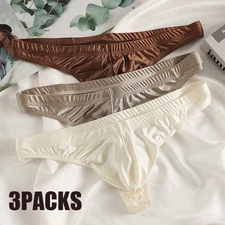 3Packs Men's Sexy Satin String Bikinis Thongs Panties Fashion Underwear T-BACKS