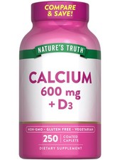Nature's Truth Calcium 600mg with Vitamin D3 | 250 Caplets | Calcium Carbonate |