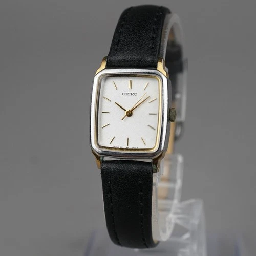 SEIKO Vintage   2C21-5540 Women's Watch Gold 19mm New Battery New Leather Band