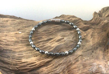 Men's Women's Magnetic Hematite Black Silver Single Bracelet