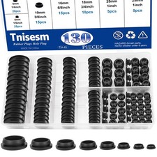 Black Rubber Plugs for Round Holes Silicone Plug Snap Locking 8 Sizes 130 PCS