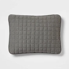 Room Essentials Cotton Blend Jersey Quilt Sham - Standard, Charcoal #8654