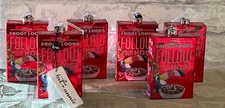 NEW Set Of 6 Kat + Annie Kellogg’s Froot Loops Cereal Glass Christmas Ornaments