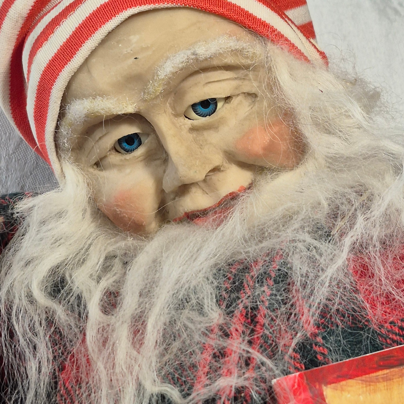 Vtg 24" K & K Interiors Inc Shelf Sitting Santa w/Bear