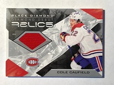 2021-22 UD Black Diamond Debut Relics COLE CAUFIELD Rookie Canadiens Card# DD-CC. rookie card picture