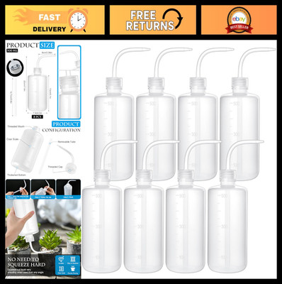 8Pcs 500ml Squeeze Wash Bottles for Tattoo & Lab Use, Narrow Mouth Squirt Bottle