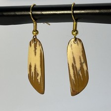 RARE Golden Owyhee Picture Jasper Gold French Wire Dangle Earrings lightweight!