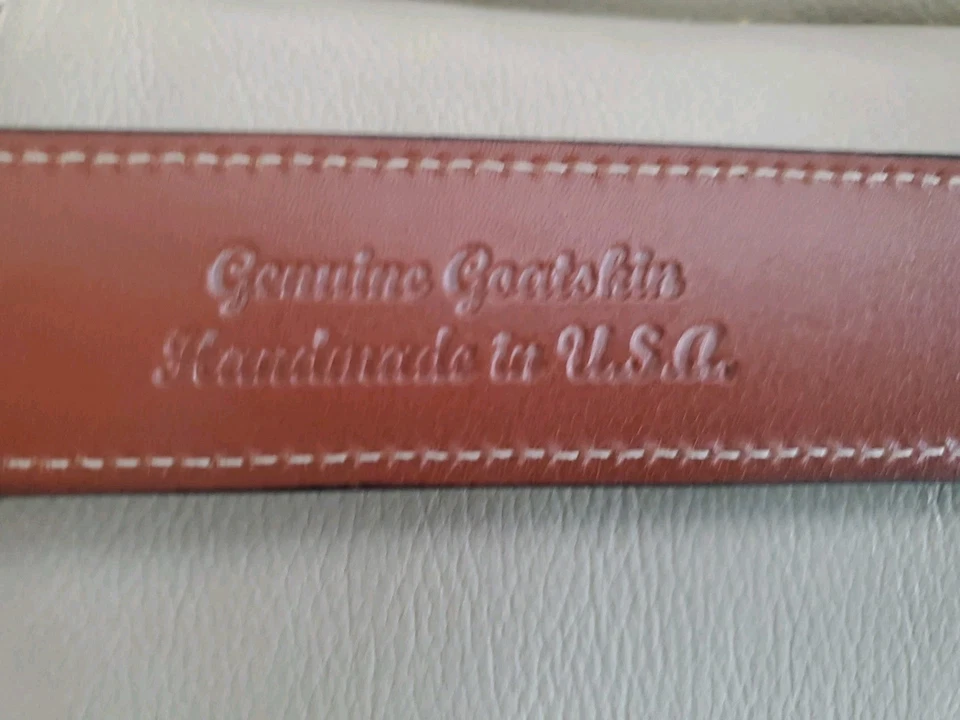 Cinturón Pinto Ranch Genuino Americano Piel de Cabra EE. UU. Hecho a Mano Marrón Para Hombres Talla 40 Foto 3 de 4