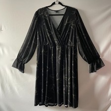 Torrid Black Bird Swallows Print Mini Studio Knit Surplice Dress Size 2X