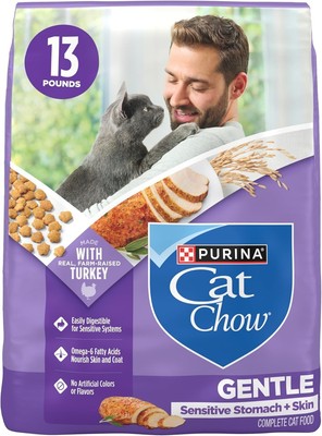 Purina Cat Chow Gentle Sensitive Stomach + Skin Dry Cat Food with Turkey 13 lbs