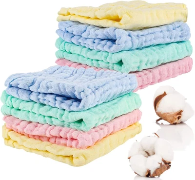 8er Pack Musselin Tücher für Baby, 12x12 Zoll Musselin Quadrate weiche Spucktücher 6-lagig - Bild 1 von 4