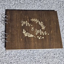 Wooden Guest Book Album Memory Keepsake Wedding Anniversary 11" NEVER USED