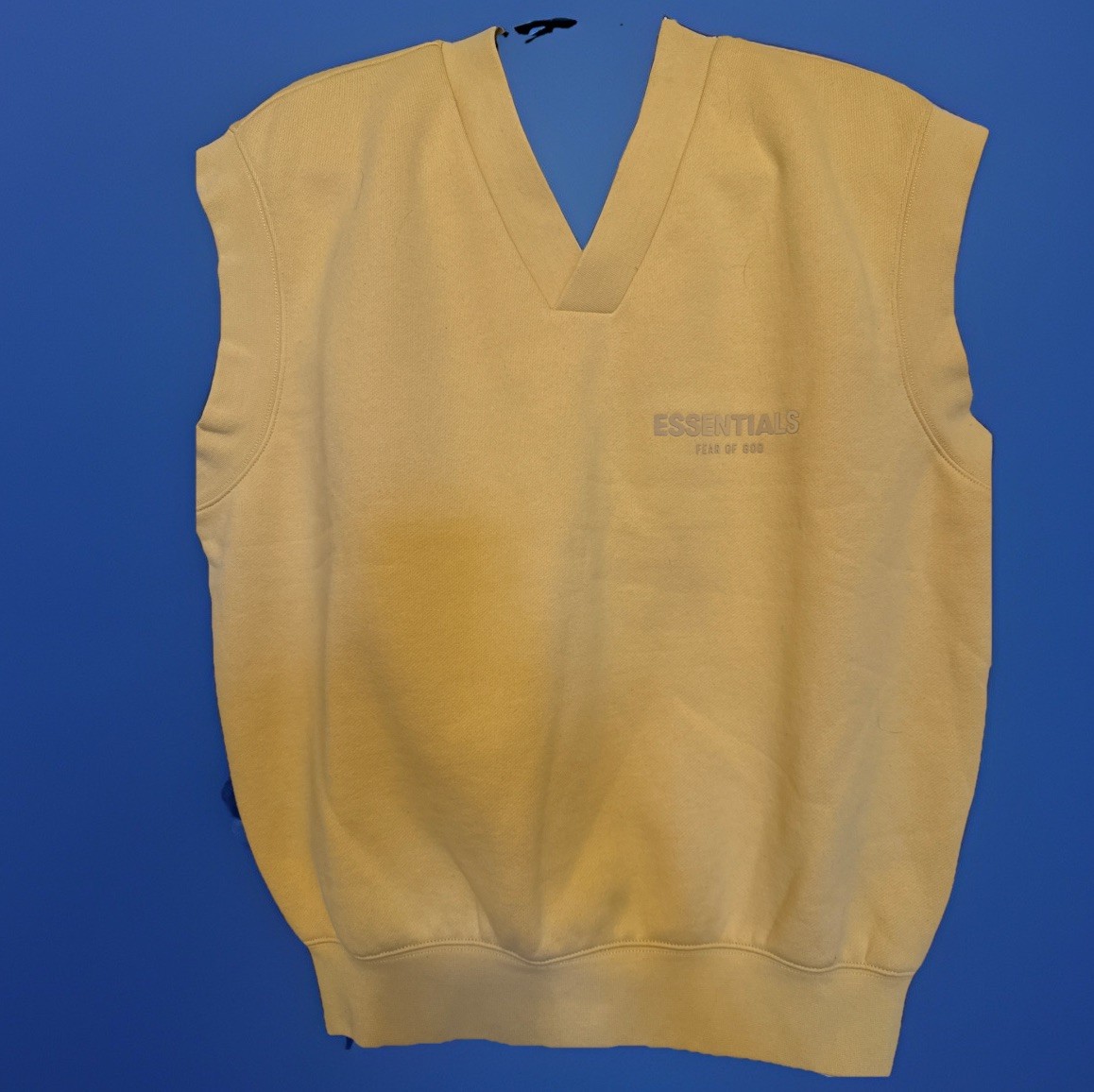 ESSENTIALS Fear of God Light Yellow V Neck Sweatshirt Vest Women's Small