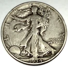 1934 D Walking Liberty Silver Half Dollar- VF Condition - FREE SHIPPING - 1948