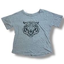 Rae Mode T-Shirt Womens Heather Gray Tiger Graphic USA MADE Sz S
