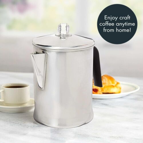 "Vintage Camping Stove Top Percolator Coffee Maker Pot Stainless Steel Heavy Dut - Picture 3 of 7