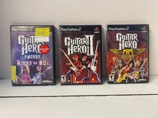 Lot 3x Guitar Hero Sony PlayStation 2 PS2-Aerosmith, Encore 80's, Guitar Hero II