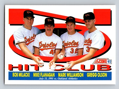 Bob Milacki-Mike Flanagan-Mark Williamson-Gregg Olson 1992 Score #427 Orioles